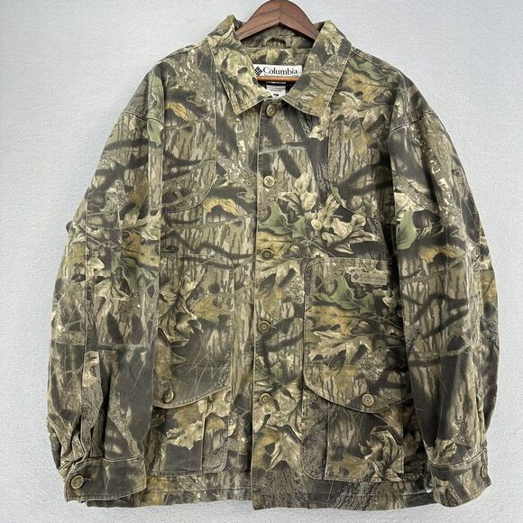 VTG Columbia Mossy Oak Heavy‎ Lined Bullet Button Hunting Jacket Vented Camo XL - Picture 1 of 12
